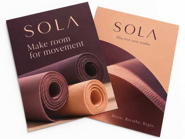 Illustrative design: SOLA fitness marketing flyer mockup
