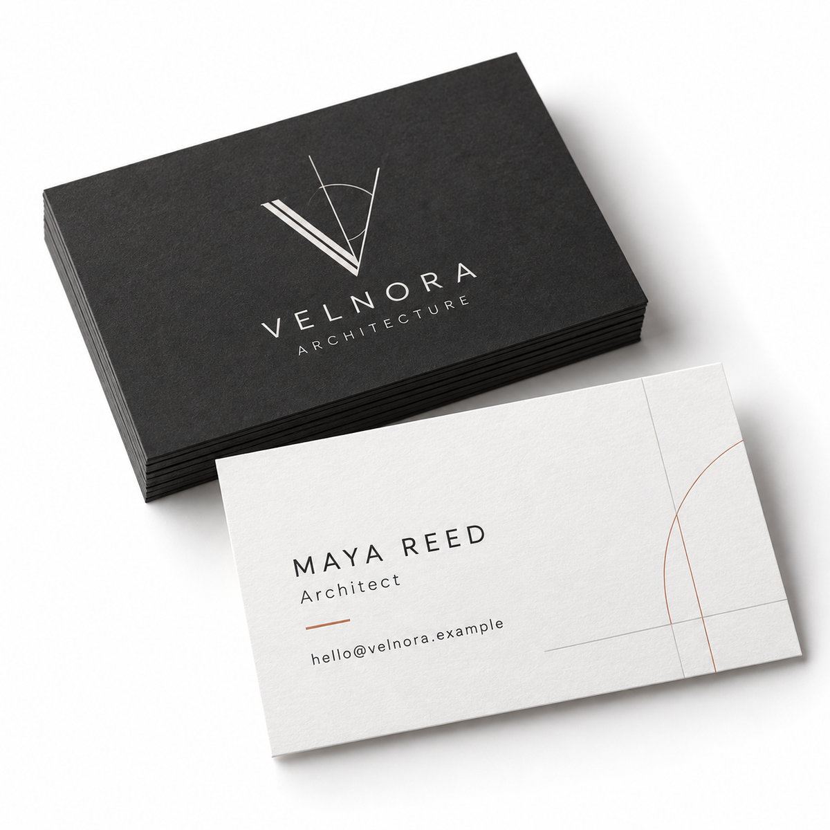Illustrative standard business card company mockup on a white background