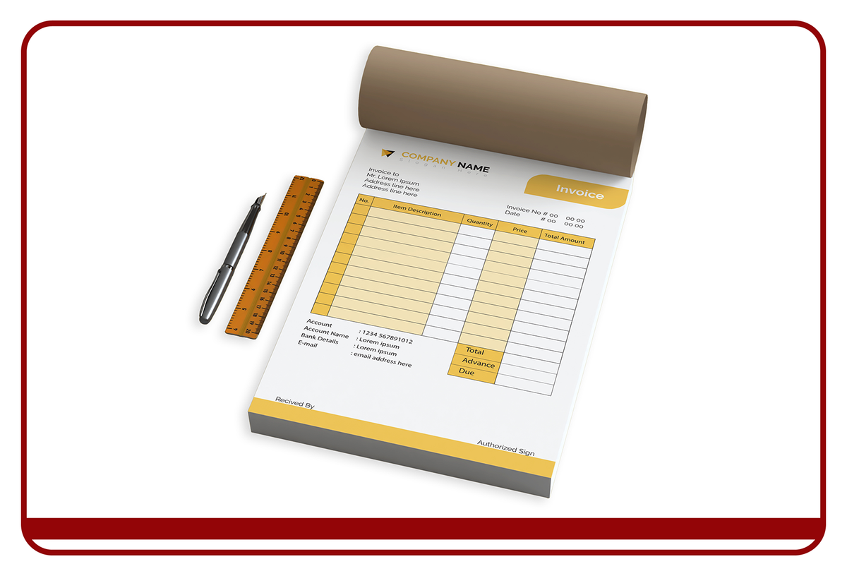 Business invoice book printing