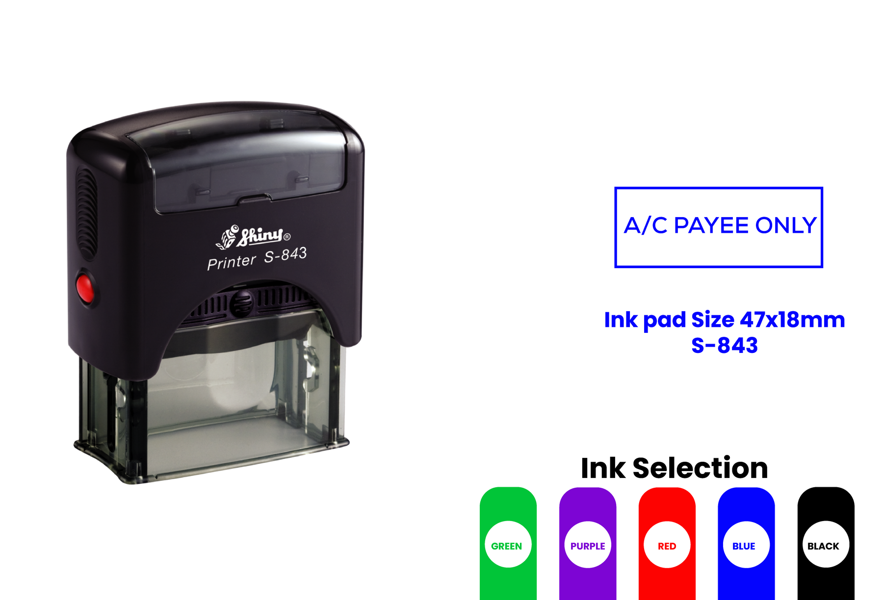 S-843 self-inking rubber stamp